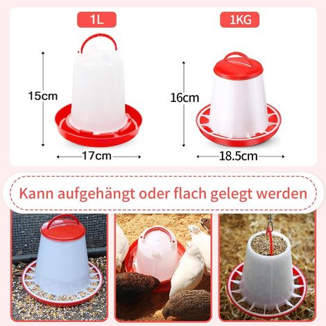 Mangeoire et Abreuvoir pour Poules 1kg / 1L Kit d'Alimentation Automatique pour Volailles Poussins Oiseaux Canards (1/5)