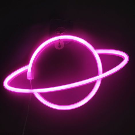 QAZQA Planet Neon Signs LED Enseigne Murale Au Néon, Suspendus Neon Lights Planet USB/Batterie Planète Lampe Neon Light pour Enfants Chambre Fête Danniversaire Bar Décor De Mariage