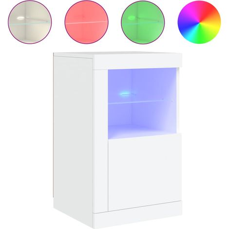 Armoire latérale avec éclairage LED blanc bois d'ingénierie (1/5)
