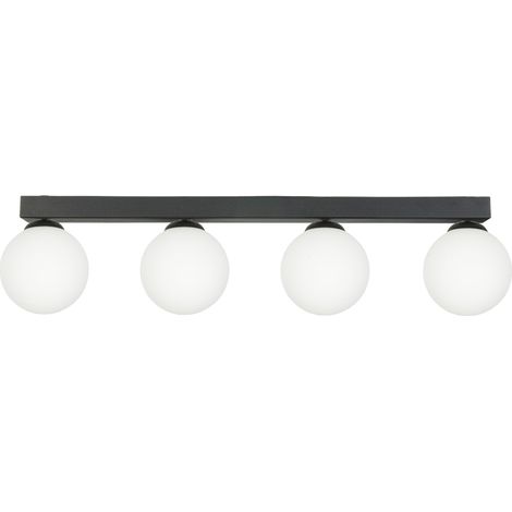 Lámpara de techo estilo loft industrial, negra, pantalla de cristal blanco, casquillo E14 arial 13-351