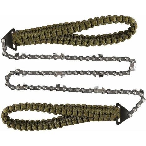 Tronçonneuse forestière - Scie à câble pour équipement de survie, camping, chasse - Vert armée (65 cm) (1/5)