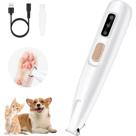 Tondeuse à poils d'animaux équipée d'une lumière LED, adaptée aux pattes, au visage, aux fesses et à d' parties, adaptée aux petits chiens et chats.