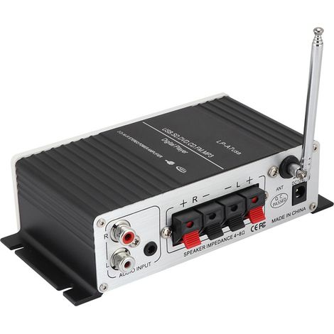 Enceinte audio numérique Bluetooth A7 avec amplificateur de puissance, radio FM, télécommande, port USB et lecteur MP3