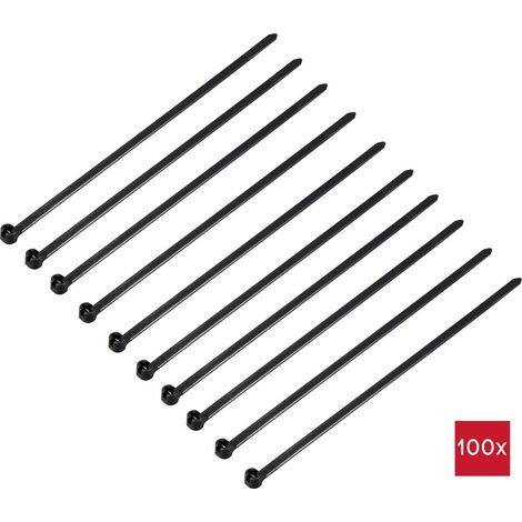 TRU COMPONENTS TC-12814140 Kabelbinder 140 mm 3.6 mm Schwarz mit Metallzunge, UV-Witterungsstabil 1
