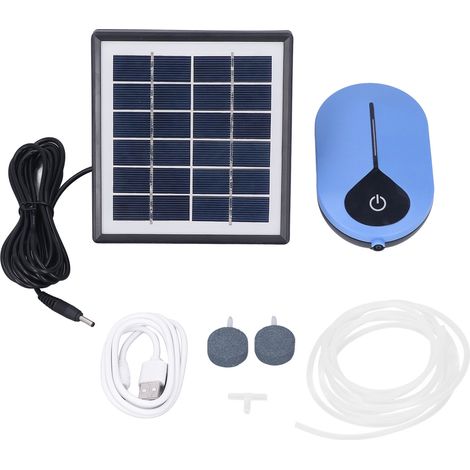 Pompe à oxygène solaire à 3 vitesses, grand volume, faible bruit, 6 V, 1,5 W, pour aquarium.