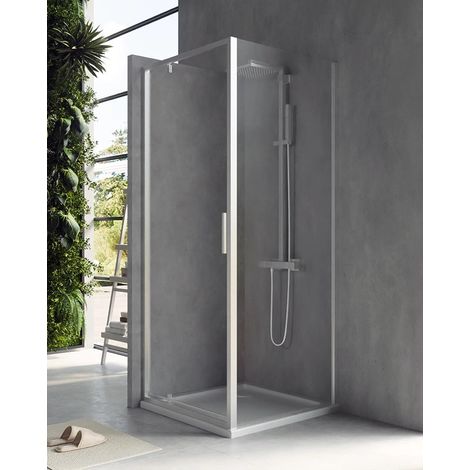 Box doccia 80x70 Rio a pivot vetro 6 mm trasparente H 195 cromo (1/5)