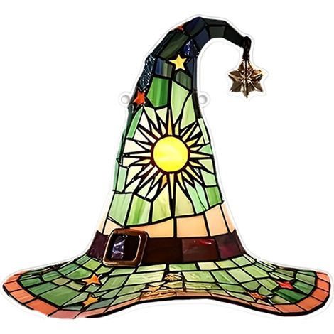 Decorazioni da parete a forma di cappello da strega in vetro colorato - 4 x 20 cm