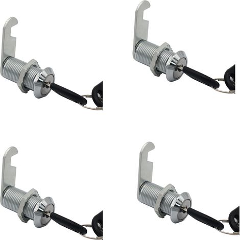Lot de 4 verrous de sécurité à came de 30 mm pour portes de placards, tiroirs, boîtes aux lettres et autres portes.