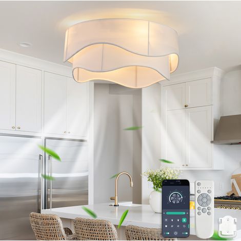 Ventilador de techo con luz 50 cm blanco y dorado, app y mando, 6 velocidades - CHICFURN (1/5)