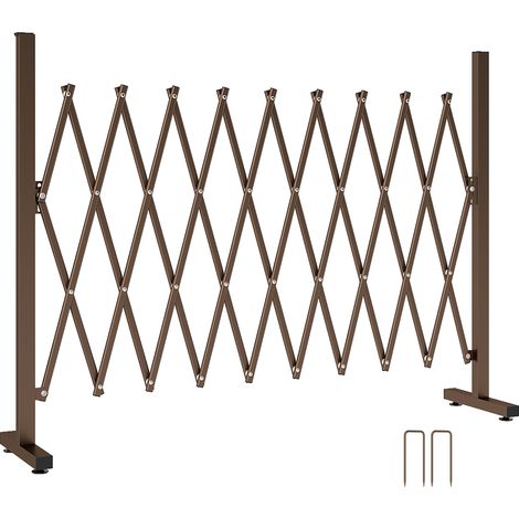 Beyamis Breitenverstellbarer Gartenzaun, Metall und Aluminium, 250 x 31 x 103,5 cm, Braun