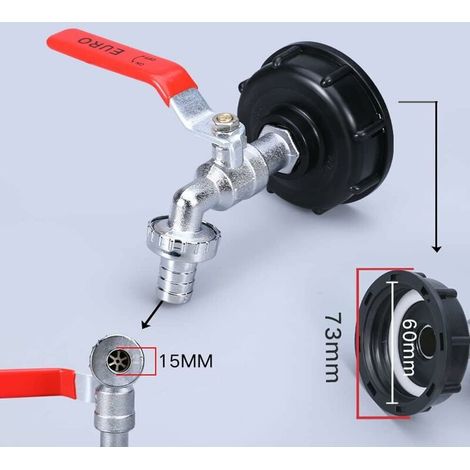 Adattatore serbatoio IBC 1000 L, lotto di 2, doppio rubinetto in ottone PP, filetatura grossa 60 mm (1/2") (1/3)