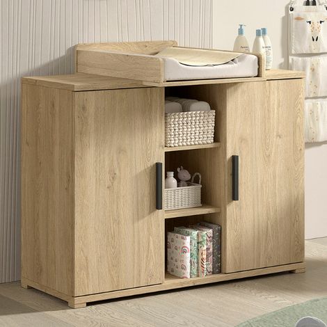 Commode Sammie - avec planche à langer - avec deux portes - décor