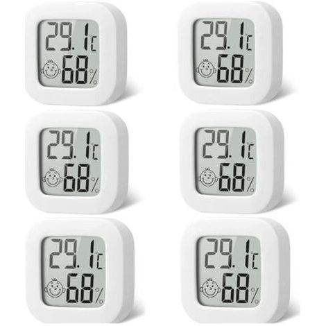 6 pcs Mini thermometre interieur maison-termometro higrometro digital Fonction ℃ / ℉,Moniteur Température Termometre Maison -50 ℃ 70 ℃, 10% 99% RH Convient pour Maison, Bureau (batterie inclu (1/5)