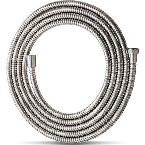 Flexible de Douche 5m,Avec protection Anti-Torsion,Inox Tuyau de Douche,Haute pression de remplacement Tuyau de Douche,Pour robinetterie de salle de bains,Gris Nickel (1/4)