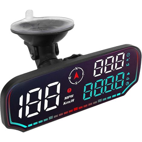 Affichage tête haute (HUD) de 5 pouces pour voiture, compteur de vitesse numérique alimenté par USB avec avertissement de limitation de vitesse et alerte de fatigue du conducteur