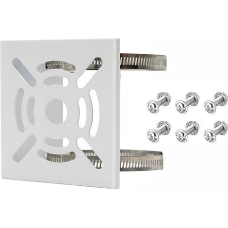 Support de Fixation pour Poteau - Métal Robuste - Compatible Poteaux Ronds et Carrés 45 à 200 mm - Double Anneau de Suspension - Pour Caméras de Sécurité - 1 Pièce (1/5)
