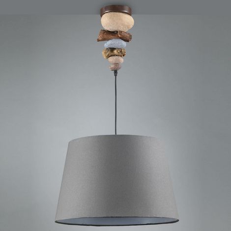 [NEUWERTIG] B-Ware Euluna Hängeleuchte Hängeleuchte Leuchte Lampe Vera Mit Stoffschirm Stein Dekor