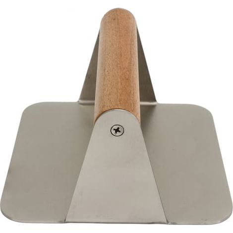 Presse à hamburger carrée en acier inoxydable avec manche en bois - Presse manuelle pour steaks, rouleaux de riz et côtelettes (1/5)