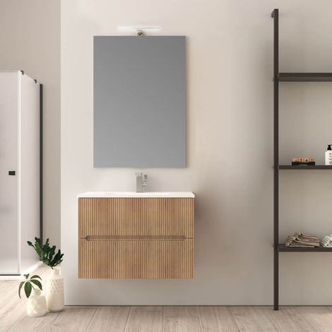 Mobile bagno 80 cm cannettato rovere tabacco Riga