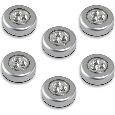 Set di 6 luci LED a batteria – Luce bianca super brillante – Installazione semplice con adesivo – Ideali per armadi e garage (1/5)