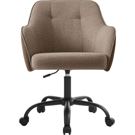 Chaise de Bureau, Fauteuil d'Appoint pour le Bureau à Domicile, en Tissu Coton-Lin, Hauteur Réglable, Gris (1/5)