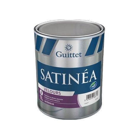 Guittet – Peinture satinée velours blanche 1L – Pour murs intérieurs – Acrylique lessivable – Rendement 10m²/L – Résistante aux pièces humides