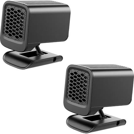 Ventilateur de chauffage pour voiture, 2 pièces, dégivreur de pare-brise portable 12V et 24V, se branche sur l'allume-cigare, chauffage et refroidissement rapides, convient aux camions, camping-cars,  (1/5)