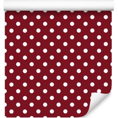 Papier peint à pois rouges, haut rouge pour salon et chambre 50x1000 cm (1/5)