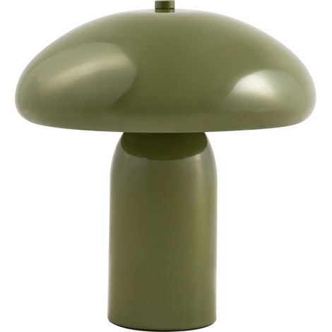 Lámpara de mesa moderna con pantalla de hierro una luz 22 cm forma de seta verde oscuro Sanya