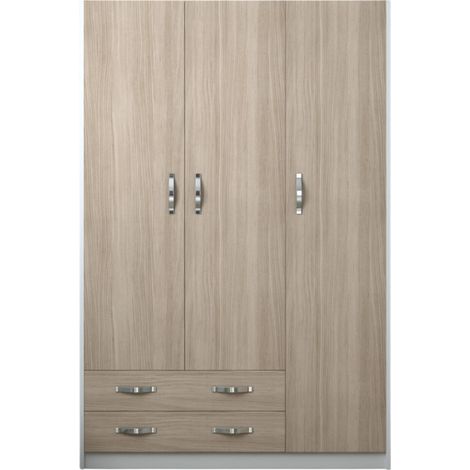 Armadio 3 Ante E 2 Cassetti Cassa Bianco Frontale Olmo Cm 135x52xH 210 (1/4)