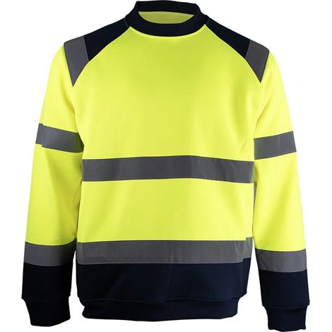 Sweat HV col rond Jaune fluo/Marine T.S - LMA - 8082 (1/3)