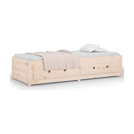 Lit de jour sans matelas 80 × 200 cm en pin massif, pin massif durable, meuble de chambre, design contemporain, montage facile (1/5)