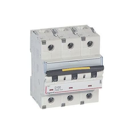 Disjoncteur DX³10000 16kA arrivée haute/départ bas à vis 3 Pôles 100A courbe C -4,5 modules LEGRAND 409507 (1/2)