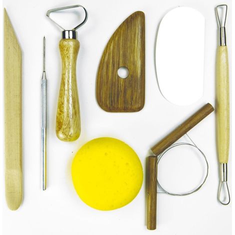Trade Shop - 8er-Set Schnitzwerkzeuge, Schneider, Schaber, Schwamm, Faden, Nadel, Skulptur, Kunst -