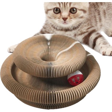 1 Planche À Gratter Chat Ronde, Jouet En Carton Ondulé Pliable Avec Cloche, Accessoire Pour Animaux (1/5)