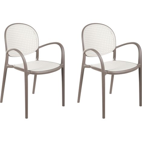 Gartenstuhl 2er Set POVOLETTO Kunststoff Hellbraun