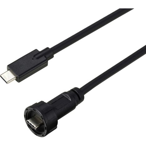 USB-C® 3.1 Stecker auf Stecker IP67 (Gewinde) Kabel 0,5 m  TC-E10T-MT3.1-MWA/NWA-0.5PV-S Wasserdicht