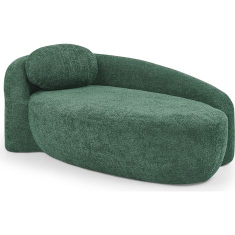 Sofá individual de teddyfleece verde con diseño redondeado y cojín (1/5)