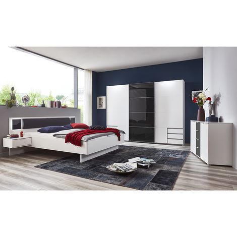 Schlafzimmer Set 3-teilig VIESTE-43 mit Bett 180x200 in weiß mit graphit (1/5)