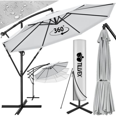 tillvex Ombrellone Grigio Ø 300 cm Ombrellone a sbalzo Ombrellone da giardino Ombrellone da mercato Manovella Balcone Alluminio Inclinabile (1/5)