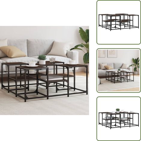 The Living Store Table basse chêne marron 91x91x40 cm bois d'ingénierie - Table Basse - Meuble Salon - Table D'appoint - Table Industrielle - Table Design (1/5)