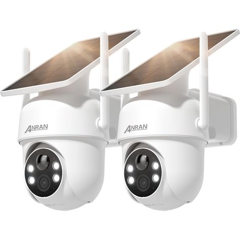 5MP Caméra Surveillance WiFi Extérieure sans Fil, Panneau Solaire Intégré, IP sur Batterie, Vision Nocturne Couleur, Détection Humaine PIR, Audio Bidirectionnel, Sirène d'alarme, (1/5)