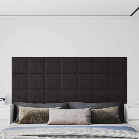 Wandkopfteilen 12 pcs Schwarz 30 x 30 cm Kunstleder