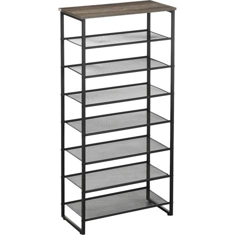 8-Tier Shoe Rack, Shoe Storage Organizer with Mesh Shelves, Free Standing Shoe Shelf Stfor 21-24 Pairs of Shoes for Entryway, Hallway, Closet, Grey (1/5)