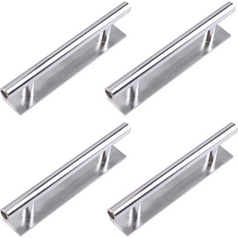 Paquete de 4 tiradores de plástico plateado con placa para armario de cocina, ventana, puerta corredera y armario. (1/5)