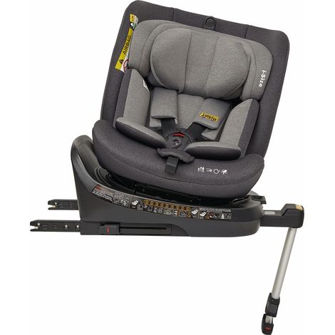 Silla de coche infantil giratoria 360 i-Size 40-150 cm con ISOFIX y pata de apoyo gris (1/5)