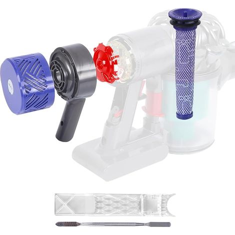 Couvercle arrière de moteur + pré-filtre + post-filtre HEPA de rechange pour Dyson V6 DC58 DC59 DC62 DC72 DC74 Upgrade Filter Pièces de rechange Aspirateur Accessoires de rechange (1/5)