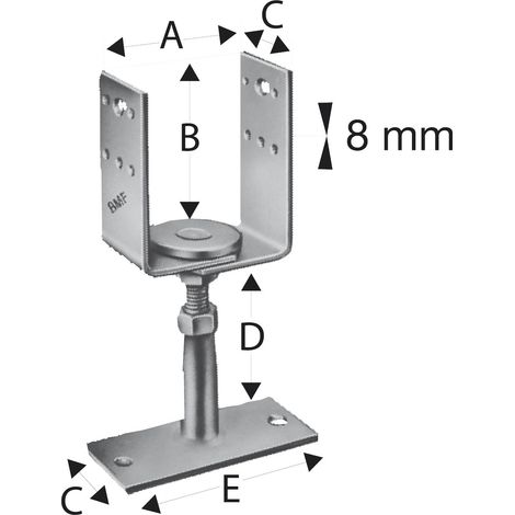 SIMPSON Strong-Tie Stützenfuß PVDB 70x160x8mm STA st.verz.z.Schr - PVDB80G (1/4)