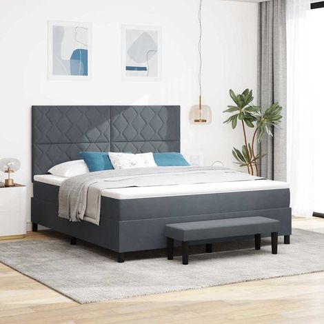 Cama tipo Box Spring Gris oscuro 200 x 180 cm Terciopelo (1/5)