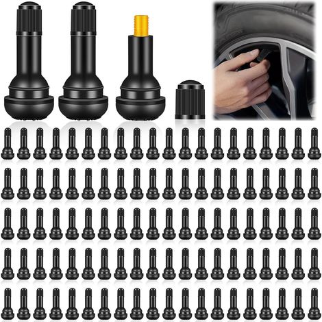 Lot de 100 bouchons de valve de pneu en caoutchouc TR413 Universel Noir Valves en caoutchouc pour pneus pour voitures, motos, vélos (1/5)